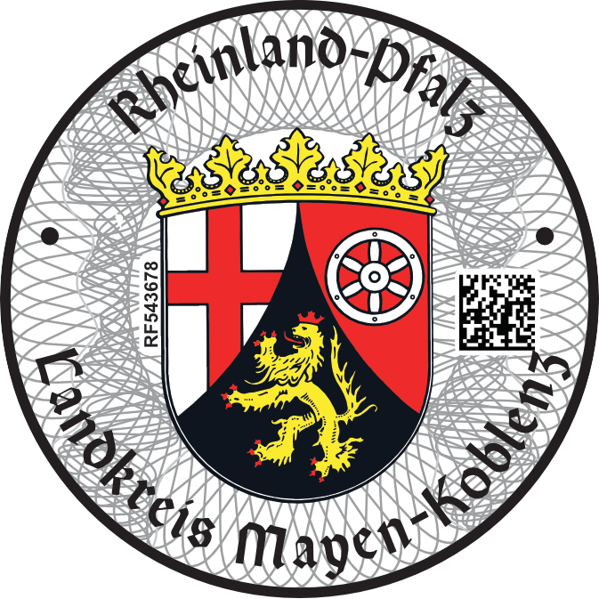 Niemieckie naklejki landowe Rheinland-Pfalz Landkreis Mayen-Koblenz
