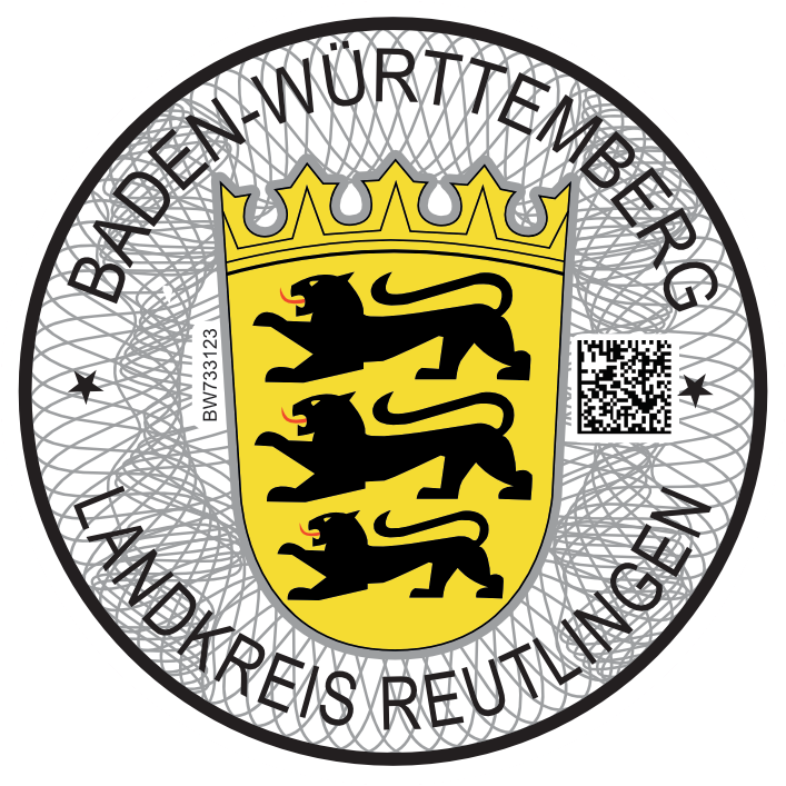 Niemieckie naklejki landowe Baden Württemberg Landkreis Reutlingen