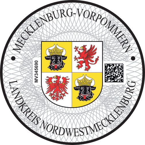 Niemieckie naklejki landowe Mecklenburg-Vorpommern Landkreis Nordwestmecklenburg